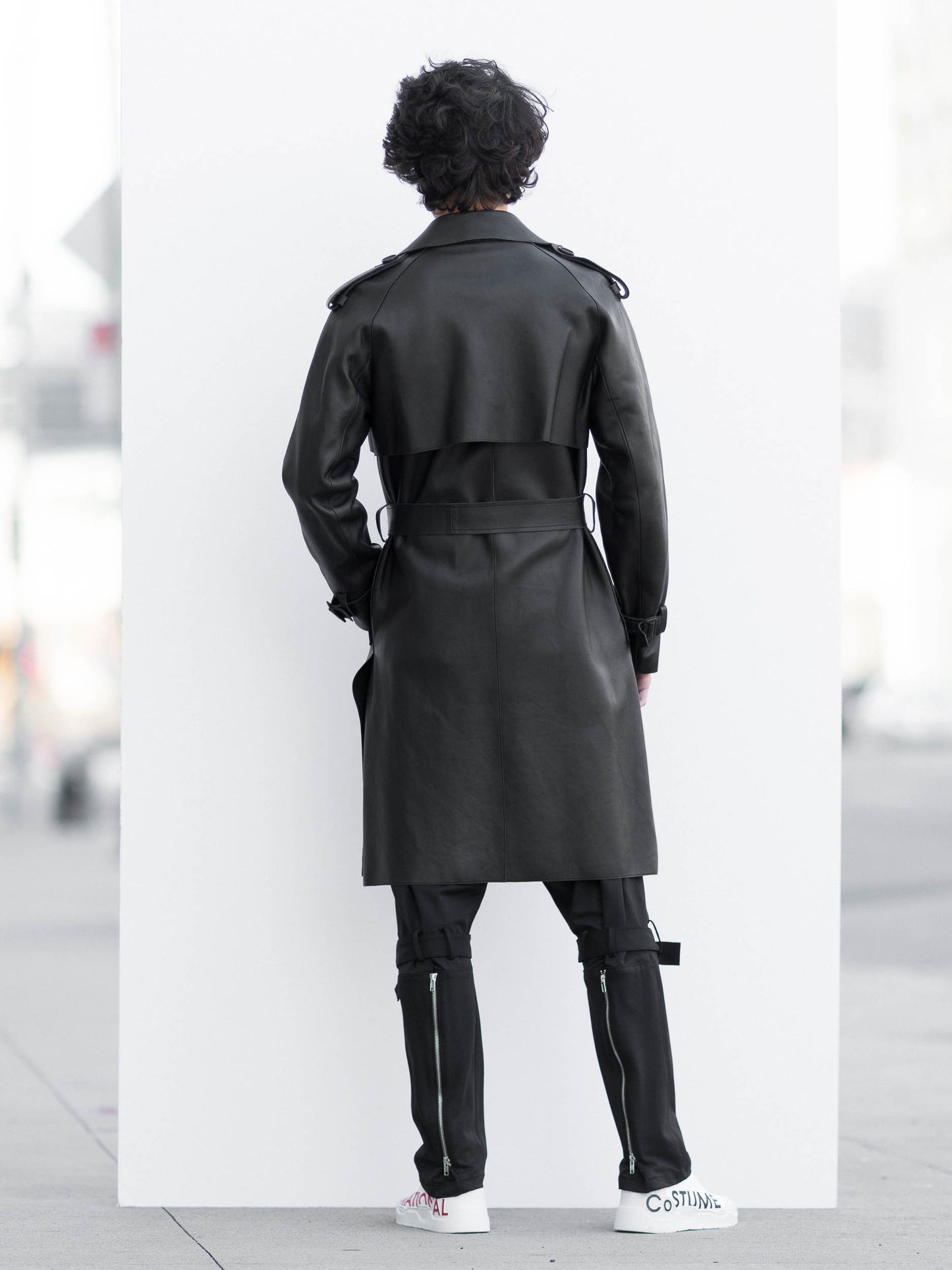 Matrix Black Leather Trench Coat