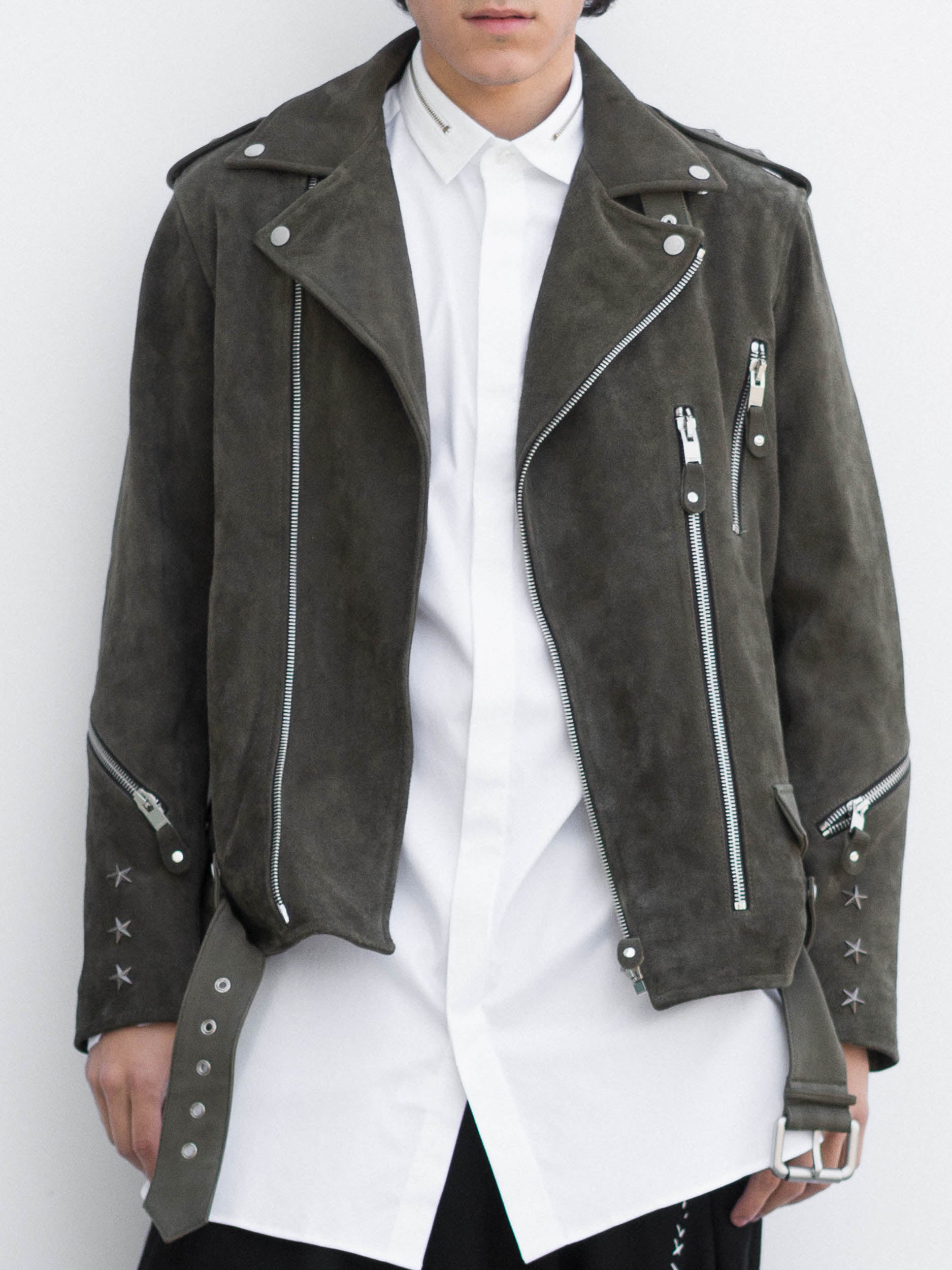 Green Suede Biker Jacket – FRANK DEBOURGE - Main Image