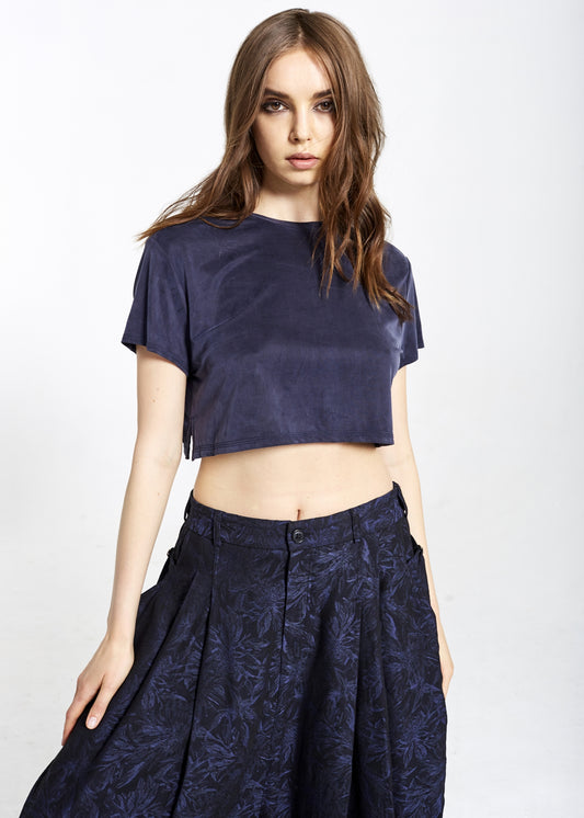 Blue Cupro Crop Top