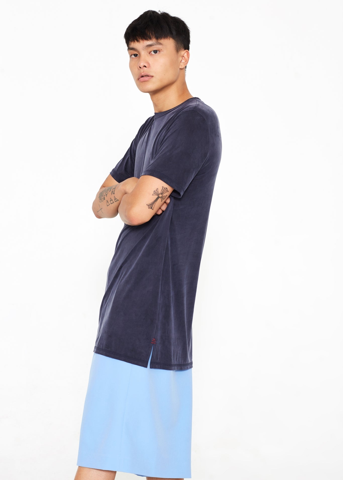 Long Blue Cupro T-shirt