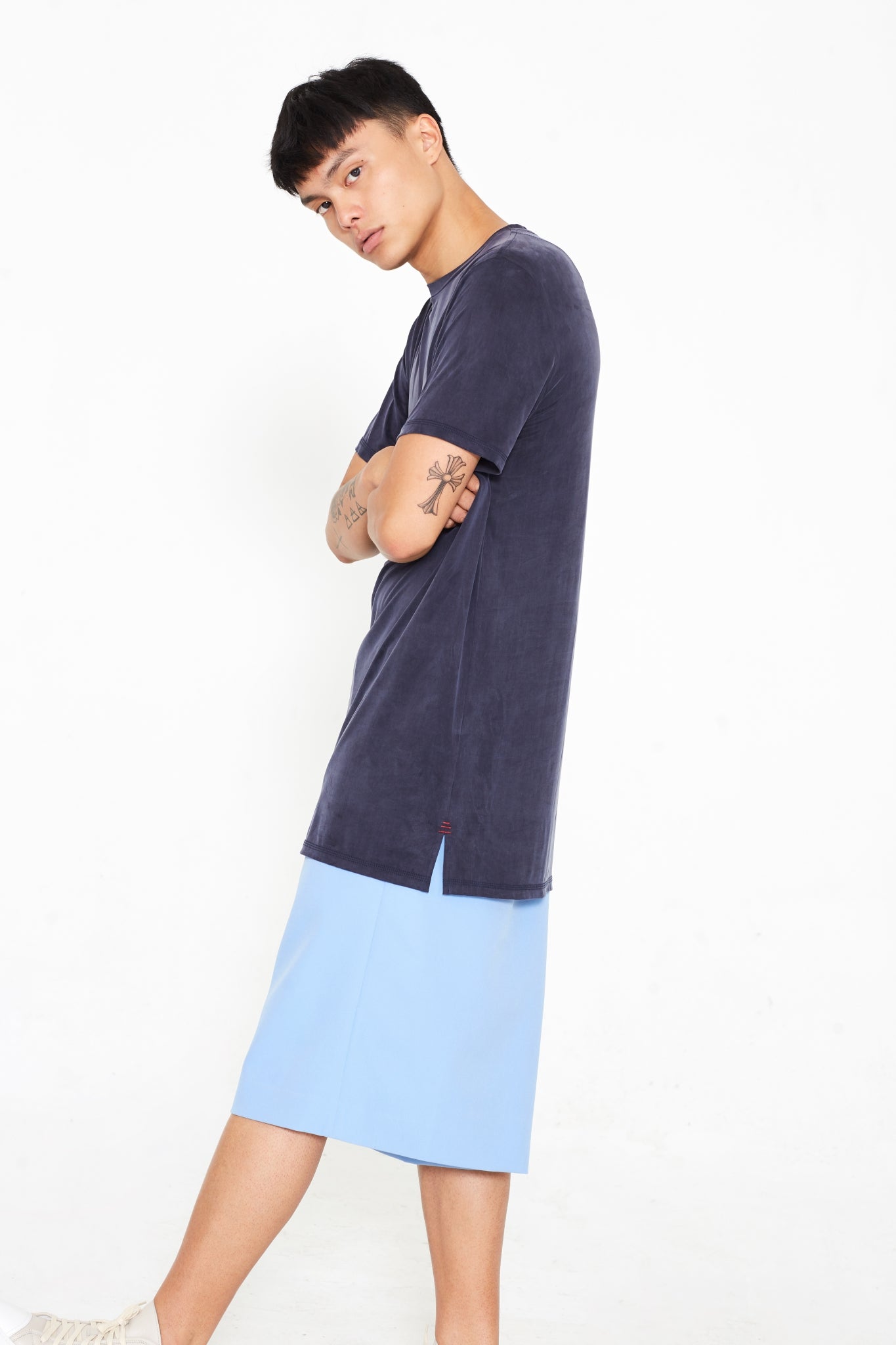 Long Blue Cupro T-shirt