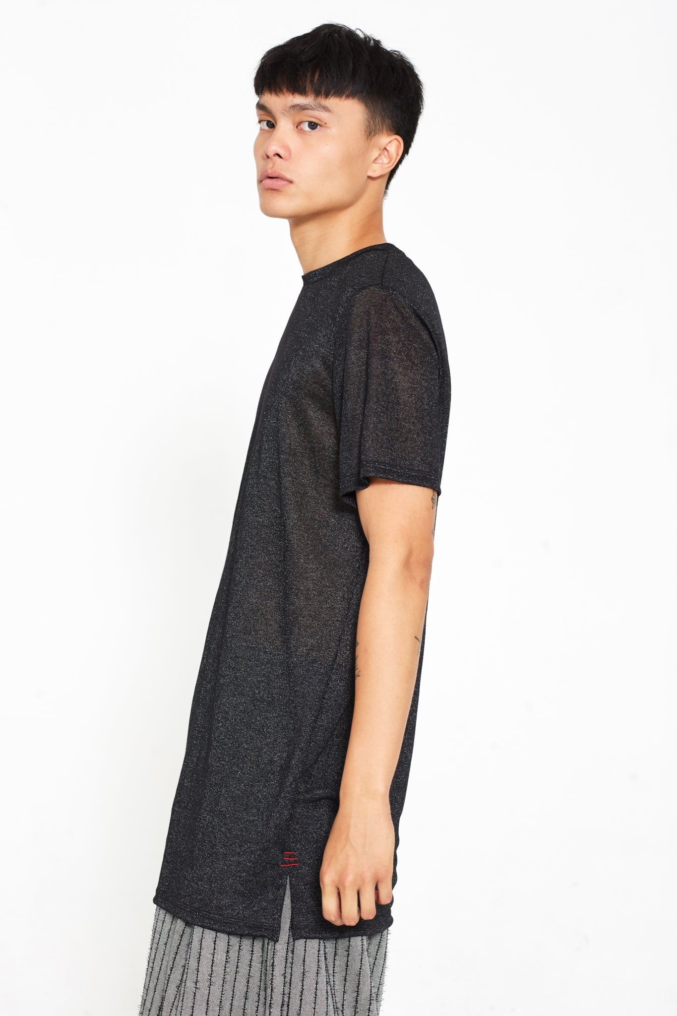 Long Mesh Black Cupro T-shirt