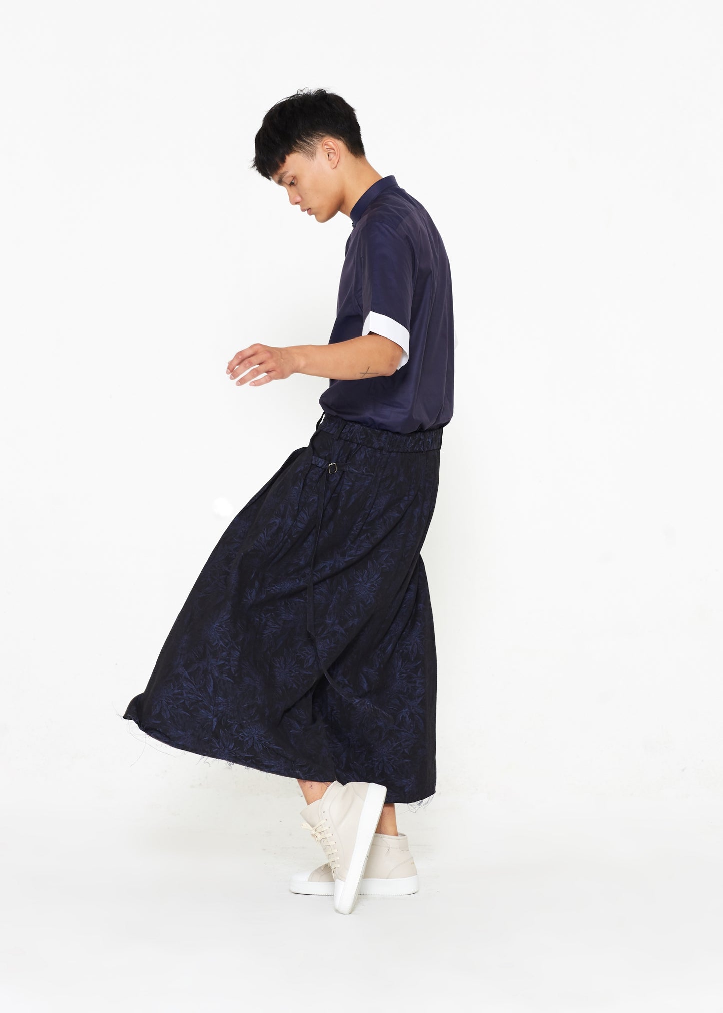 Short Sleeve Blue Cotton Tunic