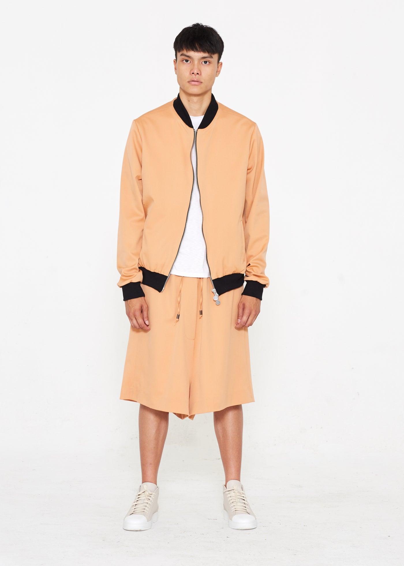 "The Limited Edition Super 150 Wool Bomber" in Peach