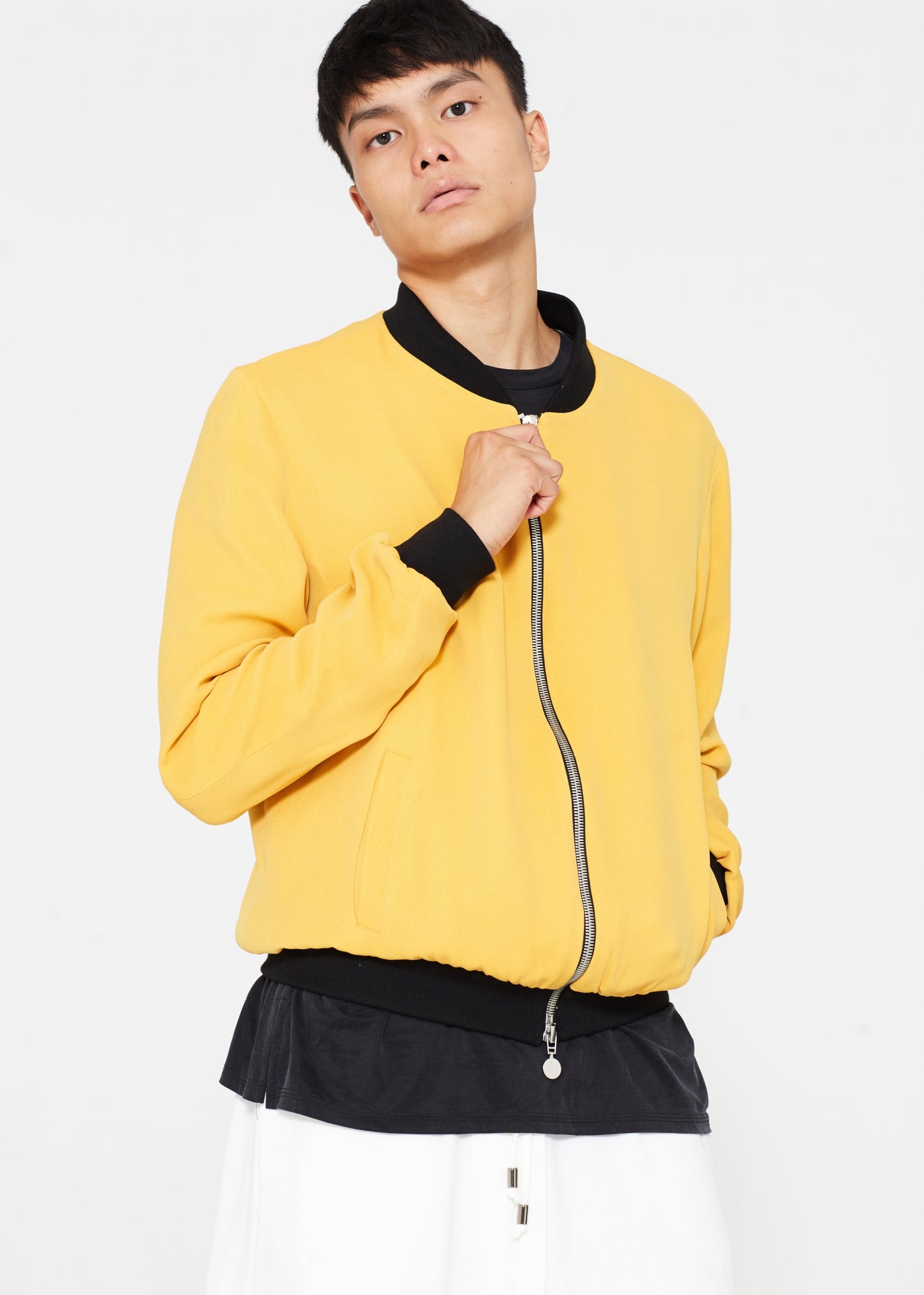 "The Limited Edition Crepe Bomber" in Sunset Yellow