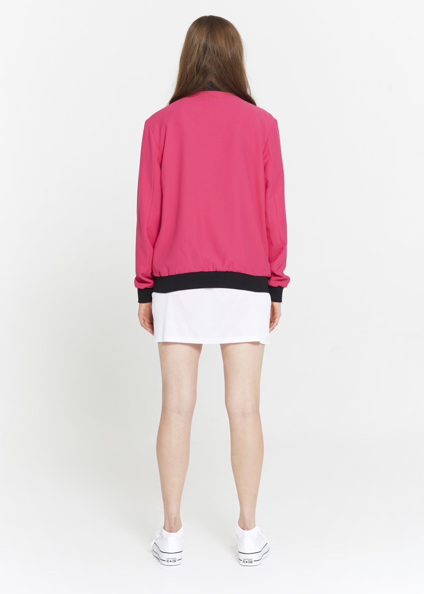 "The Limited Edition Crepe Bomber" in Fuchsia Pink