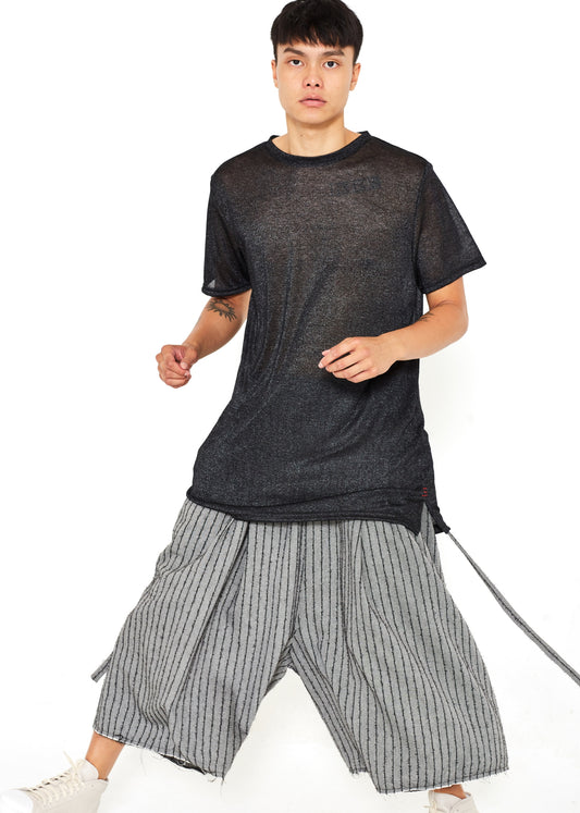 "The Skirt Pant" in Grey and Black Stripes