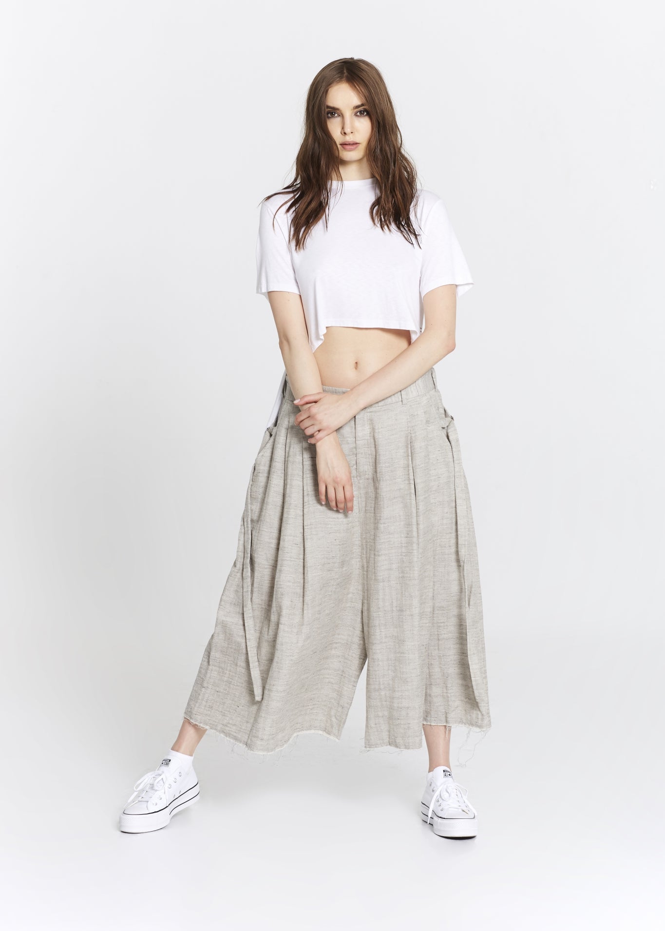 "The Skirt Pant" in Beige Linen