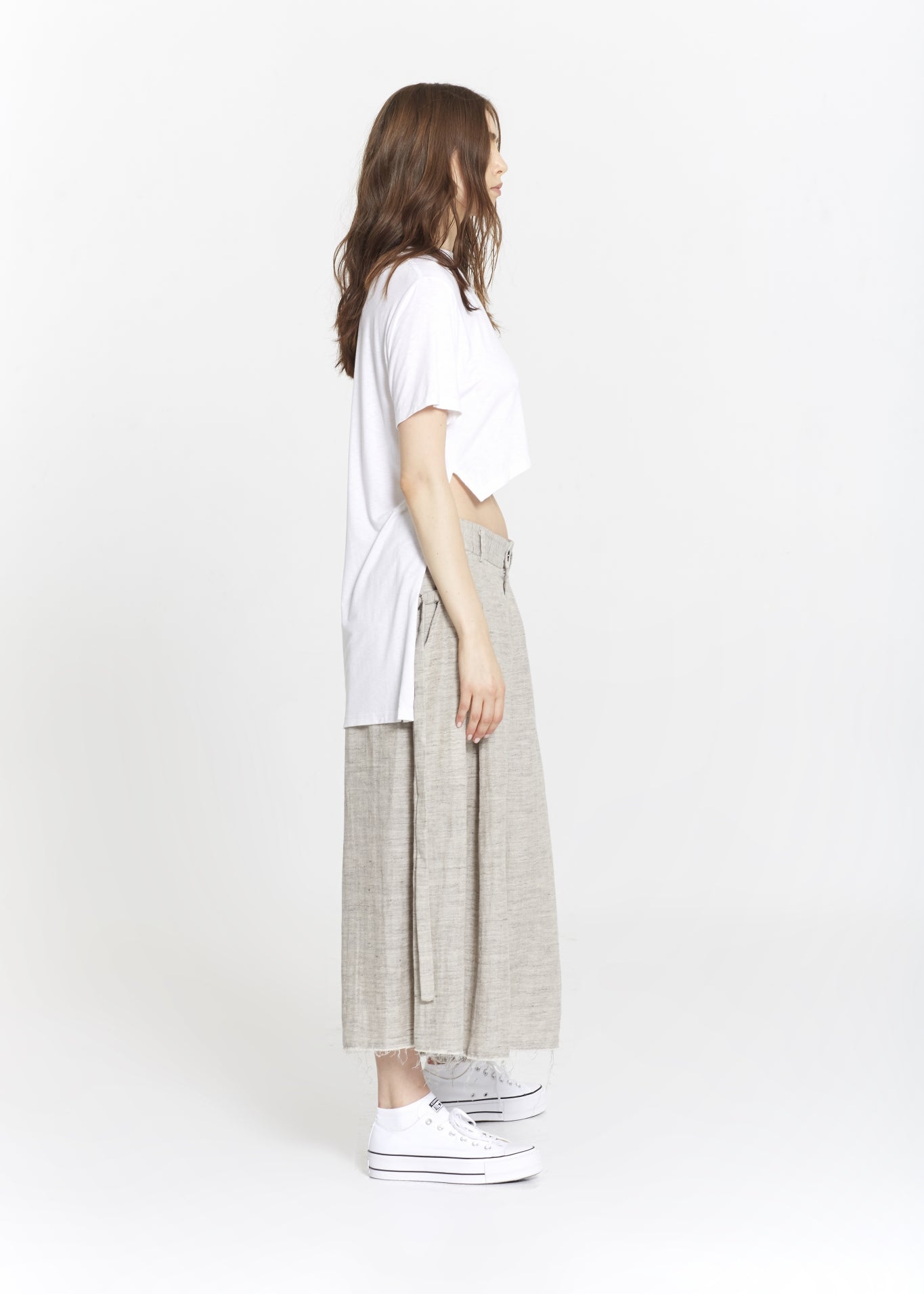 "The Skirt Pant" in Beige Linen