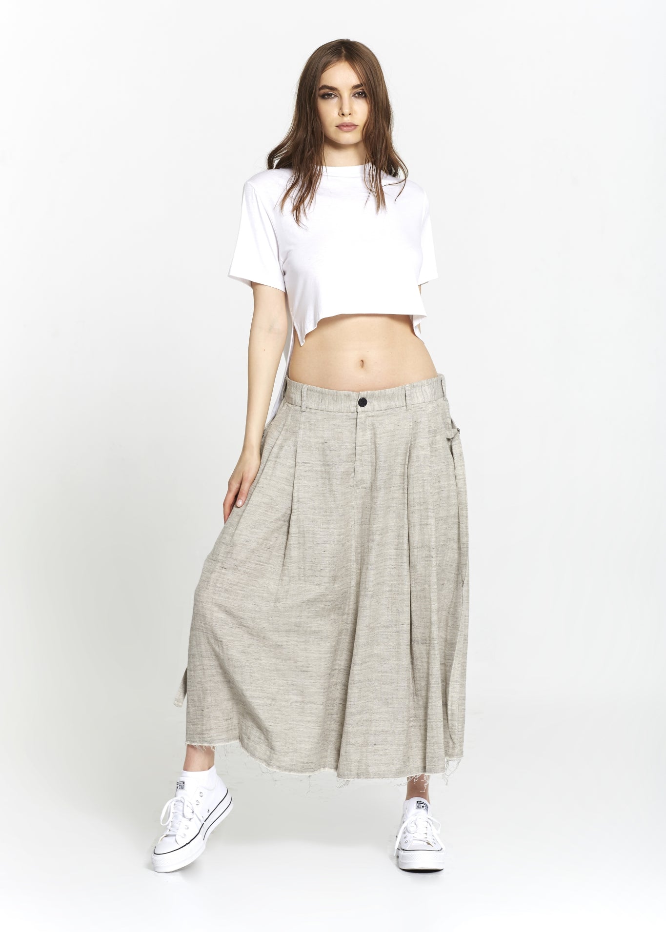 "The Skirt Pant" in Beige Linen