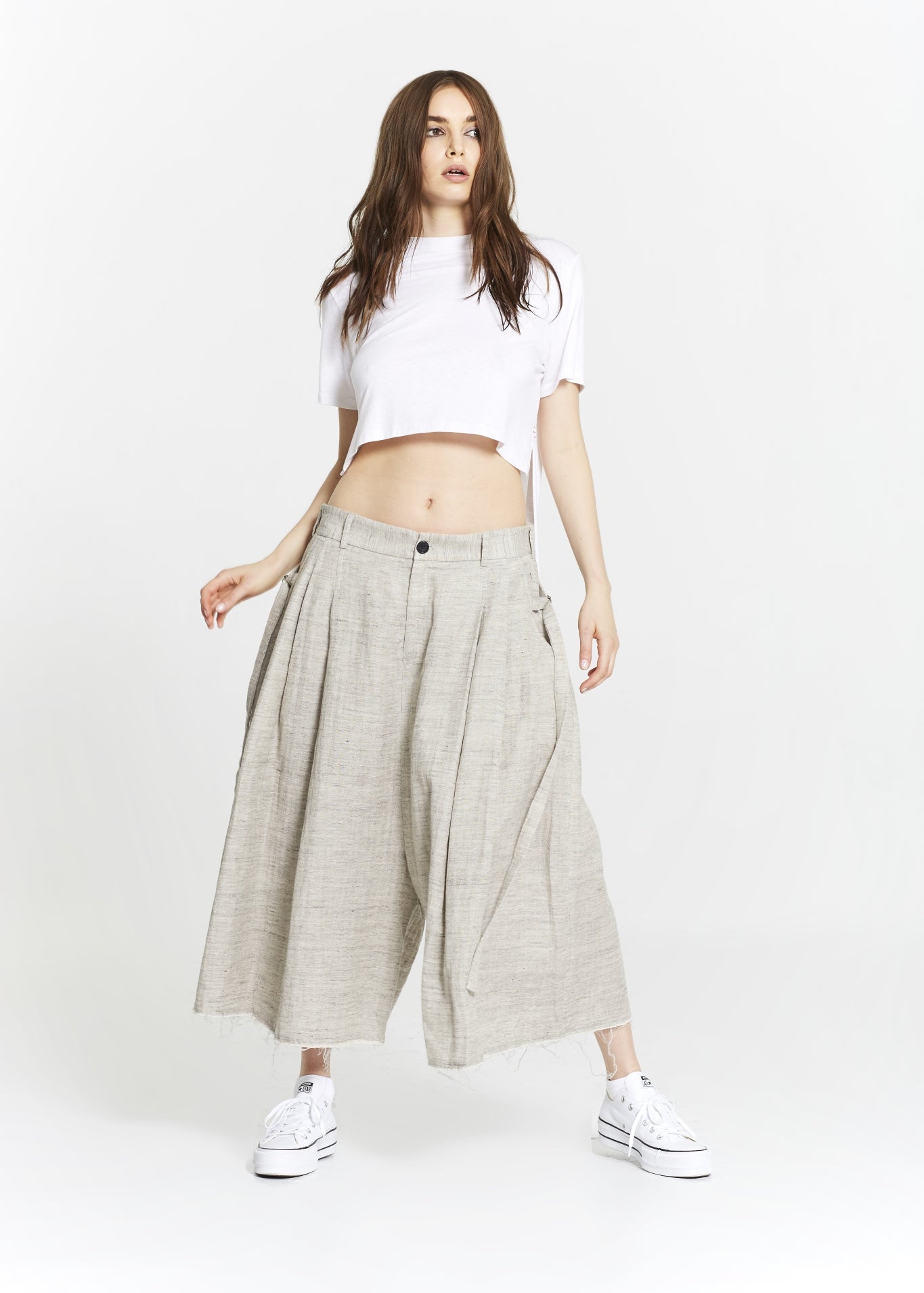 "The Skirt Pant" in Beige Linen